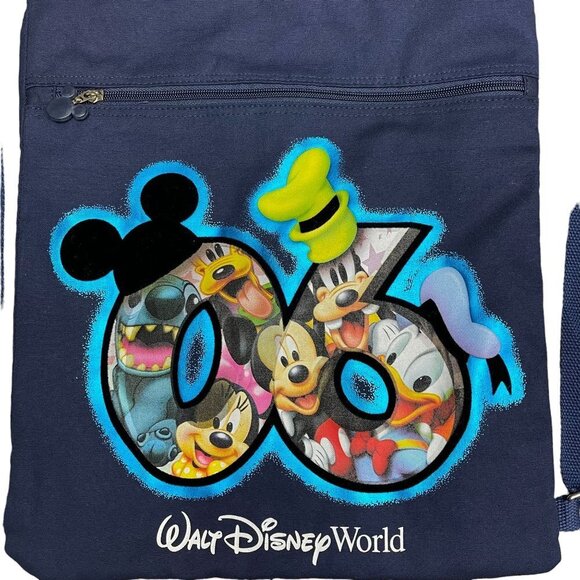 Walt Disney World Canvas Drawstring Bag Backpack Goofy Mickey Mouse Friends 2006 - Picture 2 of 11